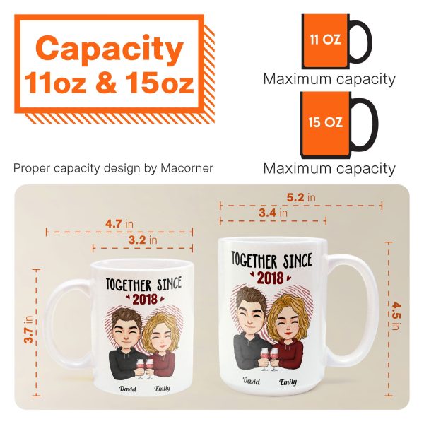 Together Since - Cartoon Couple Version - Personalized Mug Together Since - Cartoon Couple Version - Personalized Mug