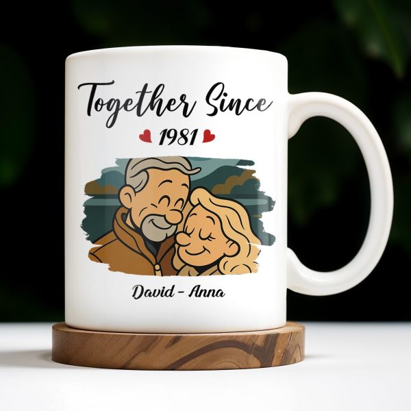 Together Since With Couple And Hearts Design - Personalized Custom Coffee Mug - CPL403_MG Together Since With Couple And Hearts Design - Personalized Custom Coffee Mug - CPL403_MG