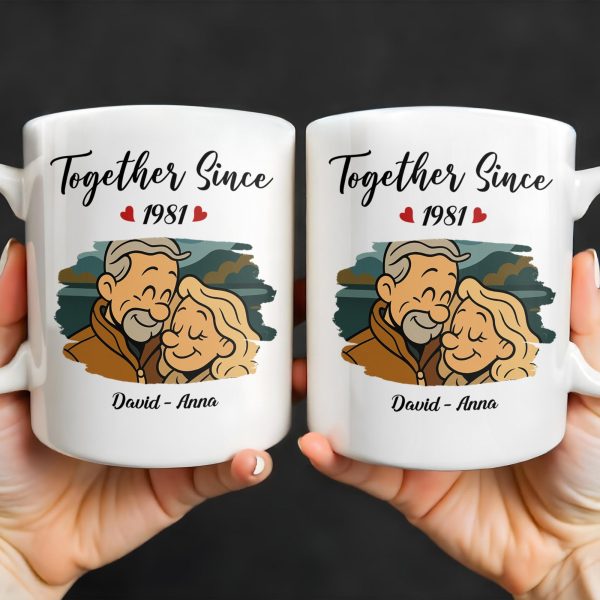 Together Since With Couple And Hearts Design - Personalized Custom Coffee Mug - CPL403_MG Together Since With Couple And Hearts Design - Personalized Custom Coffee Mug - CPL403_MG