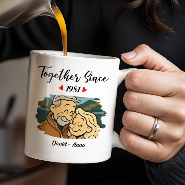 Together Since With Couple And Hearts Design - Personalized Custom Coffee Mug - CPL403_MG Together Since With Couple And Hearts Design - Personalized Custom Coffee Mug - CPL403_MG