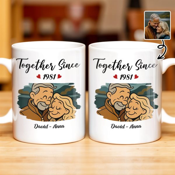 Together Since With Couple And Hearts Design - Personalized Custom Coffee Mug - CPL403_MG Together Since With Couple And Hearts Design - Personalized Custom Coffee Mug - CPL403_MG