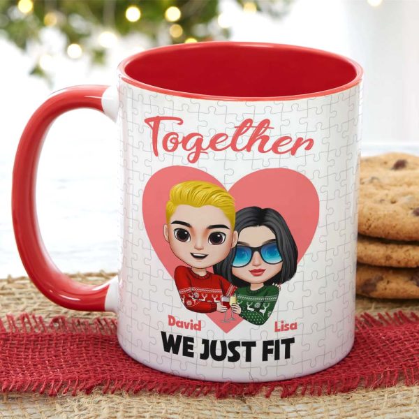 Together We Just Fit - You Are My Missing Piece, Personalized Couple Puzzle Accent Mug Together We Just Fit - You Are My Missing Piece, Personalized Couple Puzzle Accent Mug
