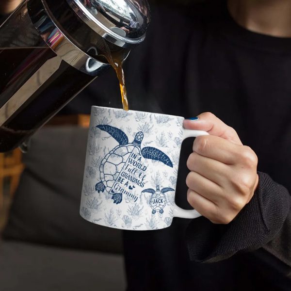 Toile De Jouy World Full Of Grandmas - Personalized White Edge-to-Edge Mug Toile De Jouy World Full Of Grandmas - Personalized White Edge-to-Edge Mug