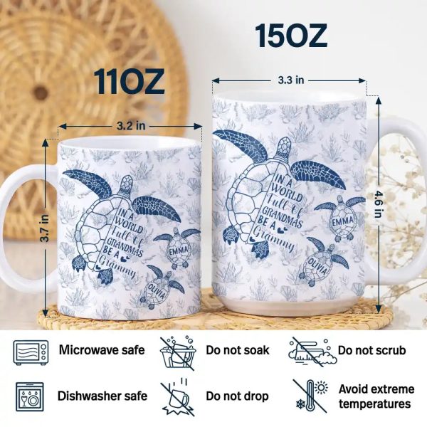 Toile De Jouy World Full Of Grandmas - Personalized White Edge-to-Edge Mug Toile De Jouy World Full Of Grandmas - Personalized White Edge-to-Edge Mug
