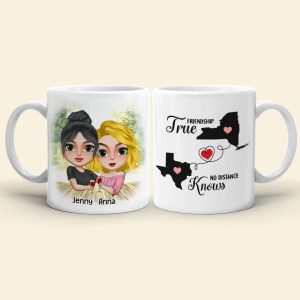True Friendship Knows No Distance Personalized Friends Mug Gift For Sisters