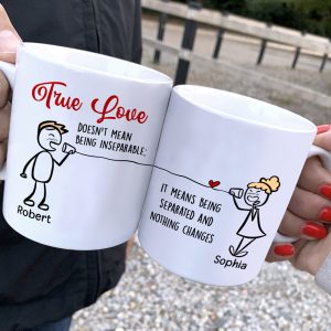 True Love Doesn't Mean Being Inseparable-Gift For Couples-Personalized Couple White Mug Set