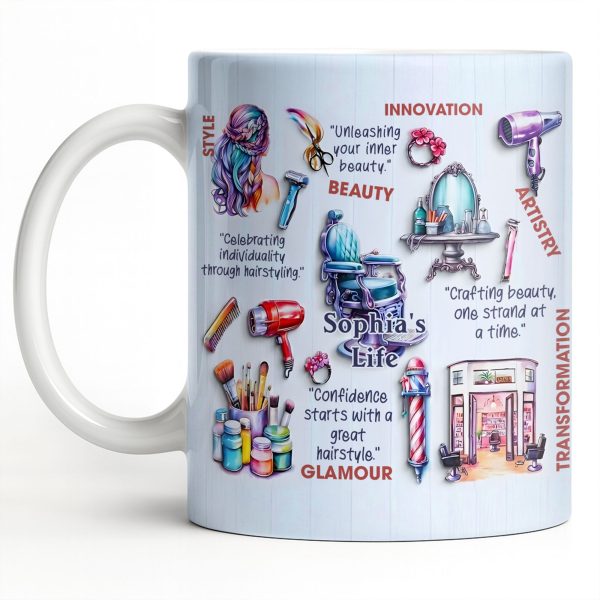 Unleashing Your Inner Beauty With Hairdryer, Scissors & Makeup Brushes - Personalized Custom Coffee Mug - JBS095_MG Unleashing Your Inner Beauty With Hairdryer, Scissors & Makeup Brushes - Personalized Custom Coffee Mug - JBS095_MG