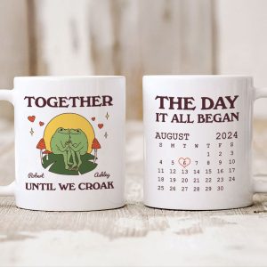 Until We Croak Together Frog Couple Anniversary Calendar Keepsake Personalized Mug