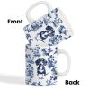 Vintage Blue Floral Pattern Dogs Personalized Mug, Gift For Dog Lovers