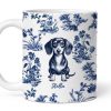 Vintage Blue Floral Pattern Dogs Personalized Mug, Gift For Dog Lovers