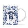 Vintage Blue Floral Pattern Dogs Personalized Mug, Gift For Dog Lovers