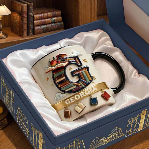 Vintage Book Dragon Alphabet Initial Letter - Personalized Accent Mug - Gift For Book Lovers NL122 Vintage Book Dragon Alphabet Initial Letter - Personalized Accent Mug - Gift For Book Lovers NL122