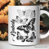 Vintage Butterfly Sketch Personalized Mug, Botanical Insect Art Nature Gift with Custom Name Vintage Butterfly Sketch Personalized Mug, Botanical Insect Art Nature Gift with Custom Name