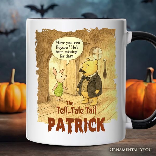 Vintage Edgar Allan Pooh The Tell-Tale Tail Personalized Mug, Missing Eeyore Halloween Gift with Custom Name Vintage Edgar Allan Pooh The Tell-Tale Tail Personalized Mug, Missing Eeyore Halloween Gift with Custom Name