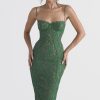 Vintage Eyelash Sweetheart Bodycon Lace Cocktail Midi Dress - Green Vintage Eyelash Sweetheart Bodycon Lace Cocktail Midi Dress - Green
