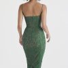Vintage Eyelash Sweetheart Bodycon Lace Cocktail Midi Dress - Green Vintage Eyelash Sweetheart Bodycon Lace Cocktail Midi Dress - Green