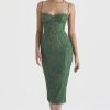 Vintage Eyelash Sweetheart Bodycon Lace Cocktail Midi Dress - Green Vintage Eyelash Sweetheart Bodycon Lace Cocktail Midi Dress - Green