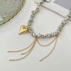 Vintage Heart Pendant Beaded Choker Necklace Vintage Heart Pendant Beaded Choker Necklace