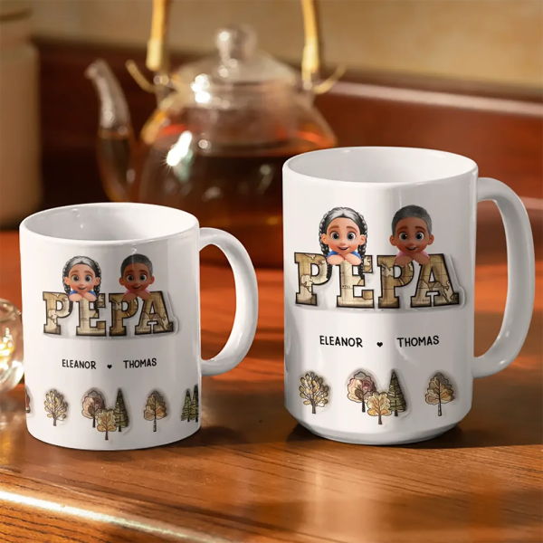 Vintage Map Grandpa Dad Title - 3D Inflated Effect Printed Mug, Personalized White Edge-to-Edge Mug Vintage Map Grandpa Dad Title - 3D Inflated Effect Printed Mug, Personalized White Edge-to-Edge Mug