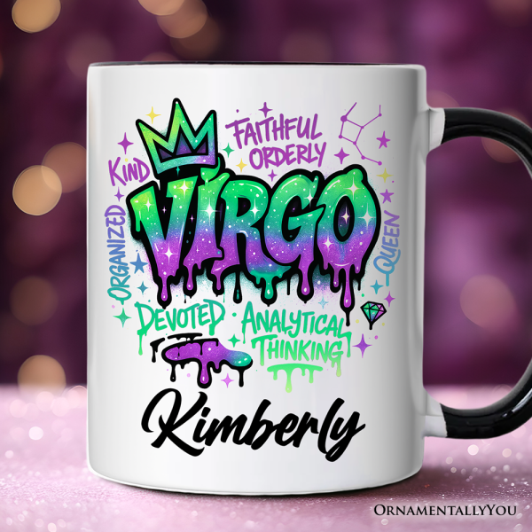 Virgo Graffiti Zodiac Personalized Mug, Street Style Astrology Horoscope Gift with Custom Name Virgo Graffiti Zodiac Personalized Mug, Street Style Astrology Horoscope Gift with Custom Name