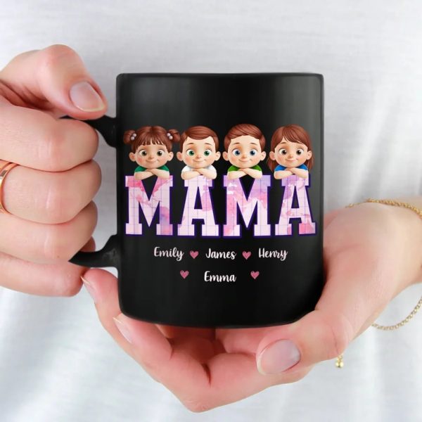 Wake Up To My World - Family Personalized Custom Black Mug - Mother's Day, Gift For Mom, Grandma Wake Up To My World - Family Personalized Custom Black Mug - Mother's Day, Gift For Mom, Grandma