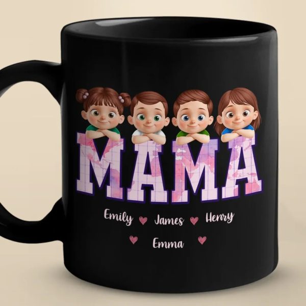 Wake Up To My World - Family Personalized Custom Black Mug - Mother's Day, Gift For Mom, Grandma Wake Up To My World - Family Personalized Custom Black Mug - Mother's Day, Gift For Mom, Grandma