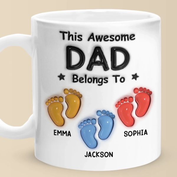Walking Through Life With Dad - Family Personalized Custom 3D Inflated Effect Printed Mug - Father's Day, Gift For Dad, Grandpa Walking Through Life With Dad - Family Personalized Custom 3D Inflated Effect Printed Mug - Father's Day, Gift For Dad, Grandpa
