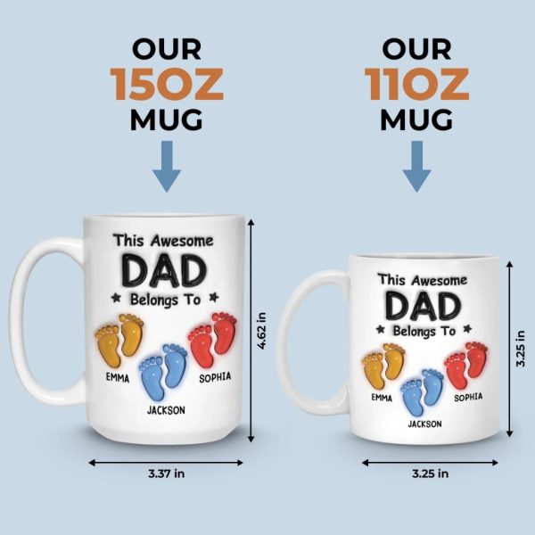Walking Through Life With Dad - Family Personalized Custom 3D Inflated Effect Printed Mug - Father's Day, Gift For Dad, Grandpa Walking Through Life With Dad - Family Personalized Custom 3D Inflated Effect Printed Mug - Father's Day, Gift For Dad, Grandpa
