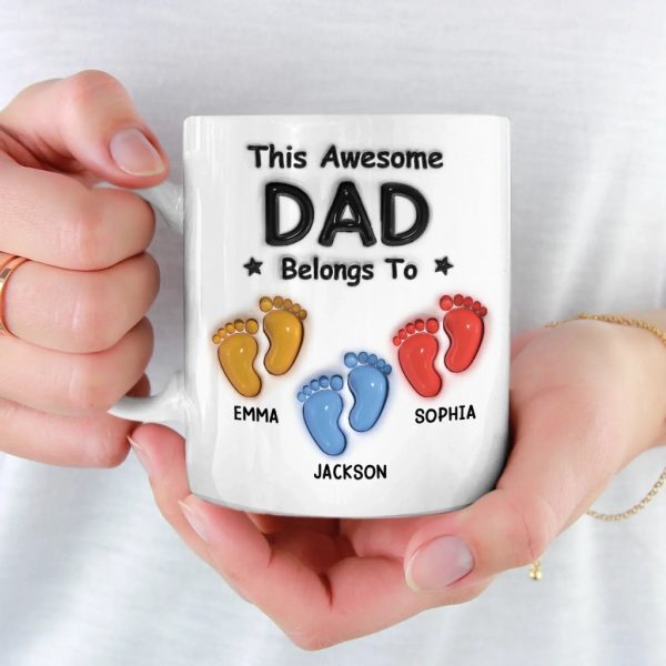 Walking Through Life With Dad - Family Personalized Custom 3D Inflated Effect Printed Mug - Father's Day, Gift For Dad, Grandpa Walking Through Life With Dad - Family Personalized Custom 3D Inflated Effect Printed Mug - Father's Day, Gift For Dad, Grandpa