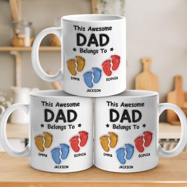 Walking Through Life With Dad - Family Personalized Custom 3D Inflated Effect Printed Mug - Father's Day, Gift For Dad, Grandpa Walking Through Life With Dad - Family Personalized Custom 3D Inflated Effect Printed Mug - Father's Day, Gift For Dad, Grandpa