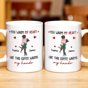 Warm My Heart Coffee Warms My Hands Mug - Personalized Custom Coffee Mug - CPL281_MG