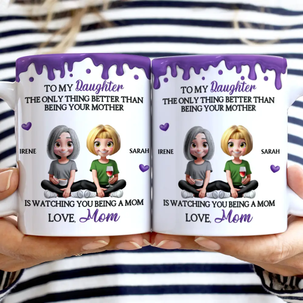 Watching You Be A Mom - Personalized White Edge-to-Edge Mug Watching You Be A Mom - Personalized White Edge-to-Edge Mug