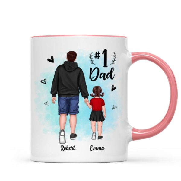 Watercolor Back View Dad And Son Daughter Kids Walking #1 Dad Personalized Mug Watercolor Back View Dad And Son Daughter Kids Walking #1 Dad Personalized Mug