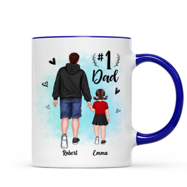 Watercolor Back View Dad And Son Daughter Kids Walking #1 Dad Personalized Mug Watercolor Back View Dad And Son Daughter Kids Walking #1 Dad Personalized Mug