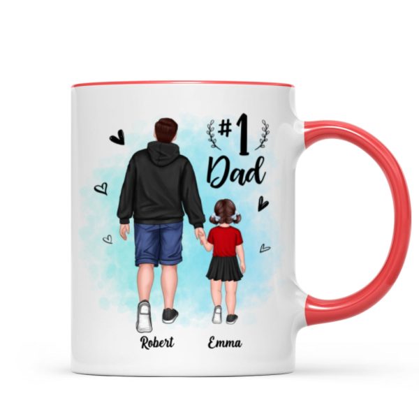 Watercolor Back View Dad And Son Daughter Kids Walking #1 Dad Personalized Mug Watercolor Back View Dad And Son Daughter Kids Walking #1 Dad Personalized Mug