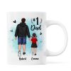 Watercolor Back View Dad And Son Daughter Kids Walking #1 Dad Personalized Mug Watercolor Back View Dad And Son Daughter Kids Walking #1 Dad Personalized Mug