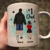 Watercolor Back View Dad And Son Daughter Kids Walking #1 Dad Personalized Mug Watercolor Back View Dad And Son Daughter Kids Walking #1 Dad Personalized Mug