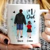 Watercolor Back View Dad And Son Daughter Kids Walking #1 Dad Personalized Mug Watercolor Back View Dad And Son Daughter Kids Walking #1 Dad Personalized Mug