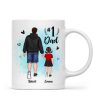 Watercolor Back View Dad And Son Daughter Kids Walking #1 Dad Personalized Mug Watercolor Back View Dad And Son Daughter Kids Walking #1 Dad Personalized Mug