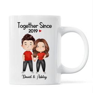Watercolor Chibi Couple Standing Gift For Him For Her Personalized Mug