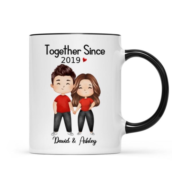 Watercolor Chibi Couple Standing Gift For Him For Her Personalized Mug