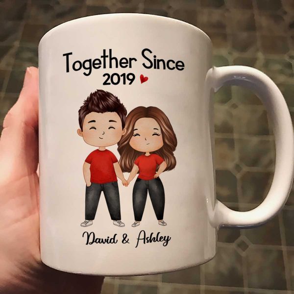 Watercolor Chibi Couple Standing Gift For Him For Her Personalized Mug