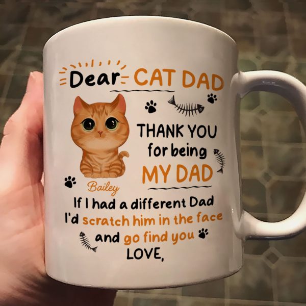 Watercolor Cute Cats Dear Cat Dad Thank You Gift For Cat Dad Cat Lovers Personalized Mug Watercolor Cute Cats Dear Cat Dad Thank You Gift For Cat Dad Cat Lovers Personalized Mug
