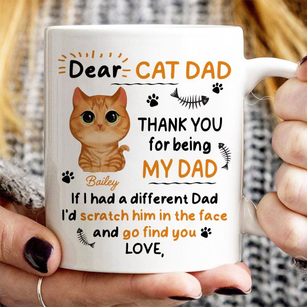 Watercolor Cute Cats Dear Cat Dad Thank You Gift For Cat Dad Cat Lovers Personalized Mug Watercolor Cute Cats Dear Cat Dad Thank You Gift For Cat Dad Cat Lovers Personalized Mug