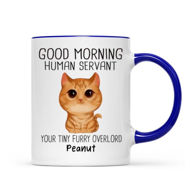 Watercolor Cute Cats Good Morning Cat Human Servant Personalized Mug Watercolor Cute Cats Good Morning Cat Human Servant Personalized Mug