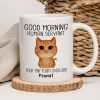 Watercolor Cute Cats Good Morning Cat Human Servant Personalized Mug Watercolor Cute Cats Good Morning Cat Human Servant Personalized Mug