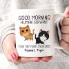 Watercolor Cute Cats Walking Good Morning Cat Human Servant Personalized Mug Watercolor Cute Cats Walking Good Morning Cat Human Servant Personalized Mug