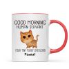 Watercolor Cute Cats Walking Good Morning Cat Human Servant Personalized Mug Watercolor Cute Cats Walking Good Morning Cat Human Servant Personalized Mug
