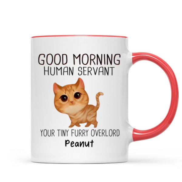 Watercolor Cute Cats Walking Good Morning Cat Human Servant Personalized Mug Watercolor Cute Cats Walking Good Morning Cat Human Servant Personalized Mug