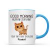 Watercolor Cute Cats Walking Good Morning Cat Human Servant Personalized Mug Watercolor Cute Cats Walking Good Morning Cat Human Servant Personalized Mug